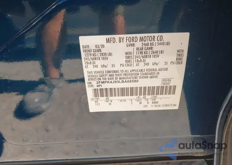 2020 Ford Edge Sel from USA, damaged, VIN 2FMPK4J93LBA68580